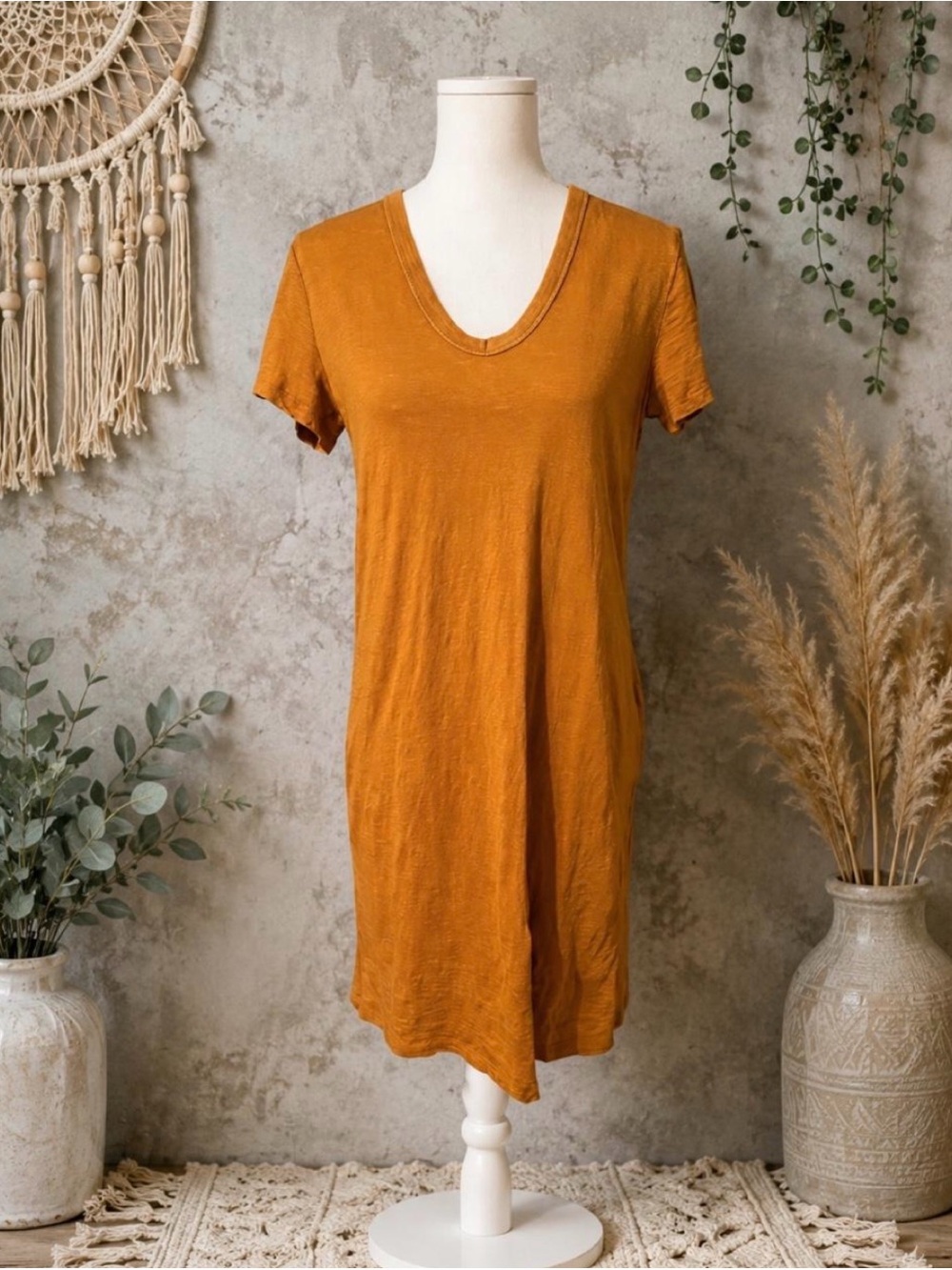 Universal Thread Golden V-Neck T-Shirt Dress